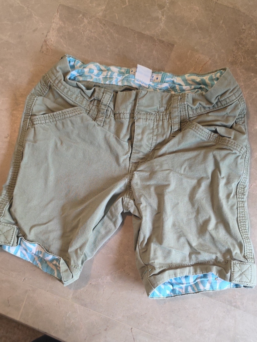 Old Navy Kids Olive Green Bermuda Shorts with Patterned Trim